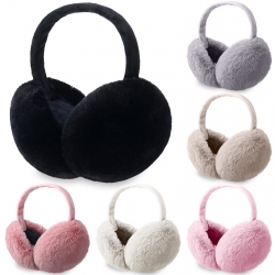 6 Pairs Winter Ear Muffs Faux Fur for Women Soft Furry Earmuffs Foldable Warm Ear Covers Ear Warmer for Girls in Cold Weather (Black, Gray, Leather Pink, White, Beige, Light Pink)
