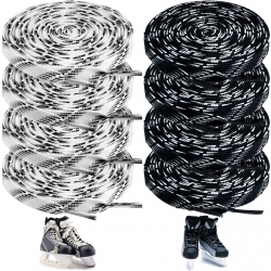 4 Pairs Hockey Skates Laces Waxed Ice Skate Laces Hockey Shoes Accessories for Skates, White and Black (120 Inch)