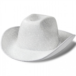 Cowboy Cowgirl Hat Glitter Western Hat Wide Brim Costume Hats Bling Sun Hat Cowboy for Women Men Beach Party (White)