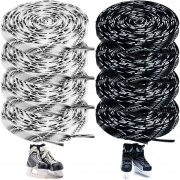 4 Pairs Hockey Skates Laces Waxed Ice Skate Laces Hockey Shoes Accessories for Skates, White and Black (120 Inch)